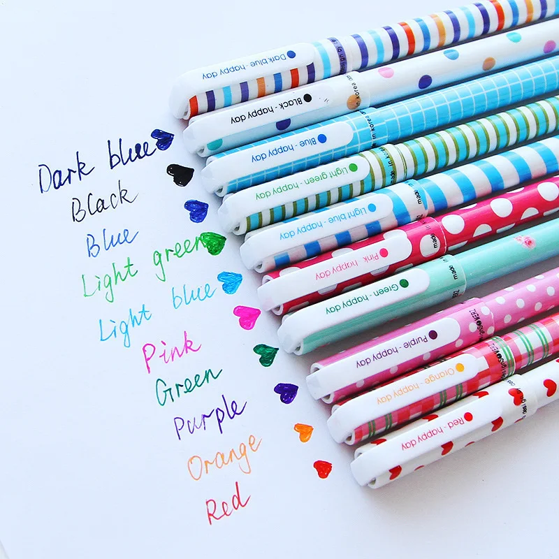 Ensemble de stylos Gel et aquarelle de couleur  papeterie coréenne  10 pièces