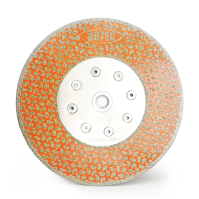 2pcs 7  Single side coated Electroplated diamond cutting & grinding disc 5/8-11 flange 180mm  granite marble diamond blade