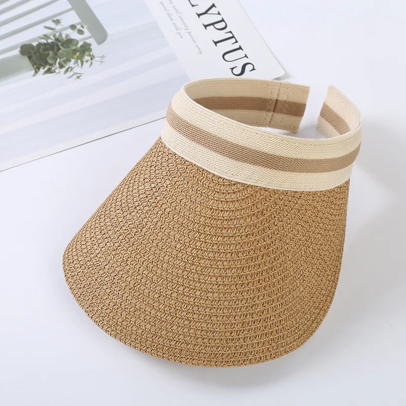 

Open Top Straw Braided Hat Cap Beach Sun Hat Cap Visor Hat Travel Sun Hat Outdoor Wide Brim Sport UPF 50+ For Woman