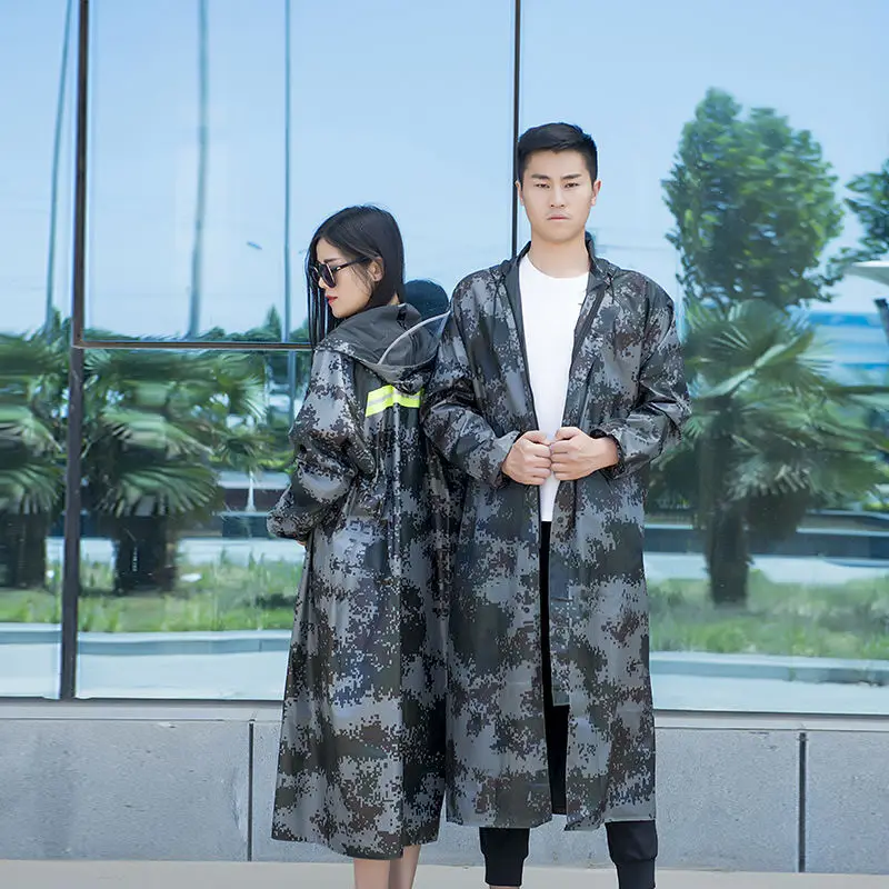 

Thickened Long Raincoat Waterproof Raincoat Oxford Cloth Men And Women Adult Poncho Rain Coat With Reflective Strip Design LD684