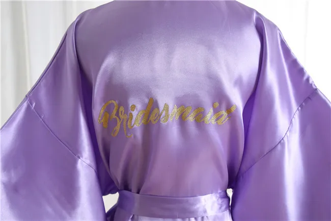 Bridesmaid Шелковый Атласный Свадебный халат для невесты, Одноцветный халат, Короткое Кимоно, ночной халат, модный халат для женщин - Цвет: Bridesmaid