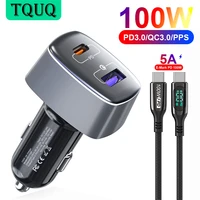 tquq 100w usb c car charger2port ppspd 100w 65w45w30w20w qc3 0 18w for xiaomi huawei samsung type c laptop tablet iphone 12