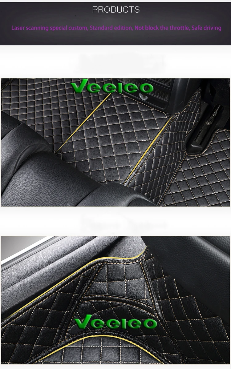 Veeleo 8 Colors Leather Custom Floor Mats for Audi Q5 - 2007-2016 Car Waterproof Anti-slip 3D carpet Front &amp Rear Liner | Автомобили и