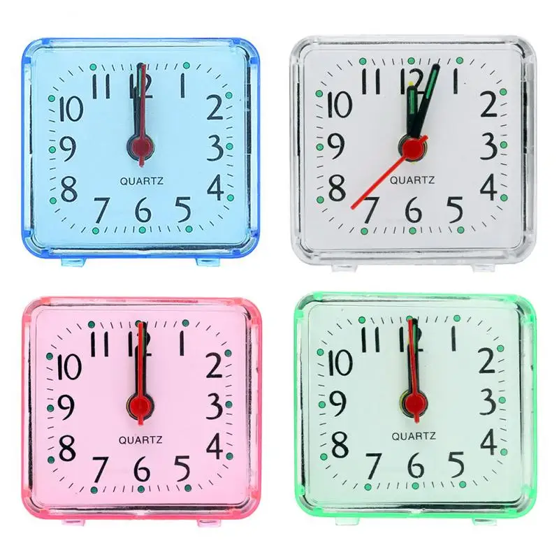 Милый будильник аналоговые часы квадратные Маленькие компактные для кровати