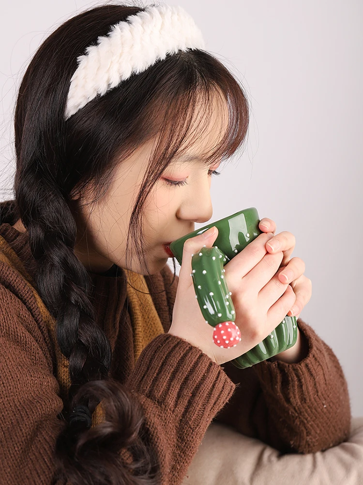 Кружка с ложкой и крышкой в виде кактуса | Дом сад