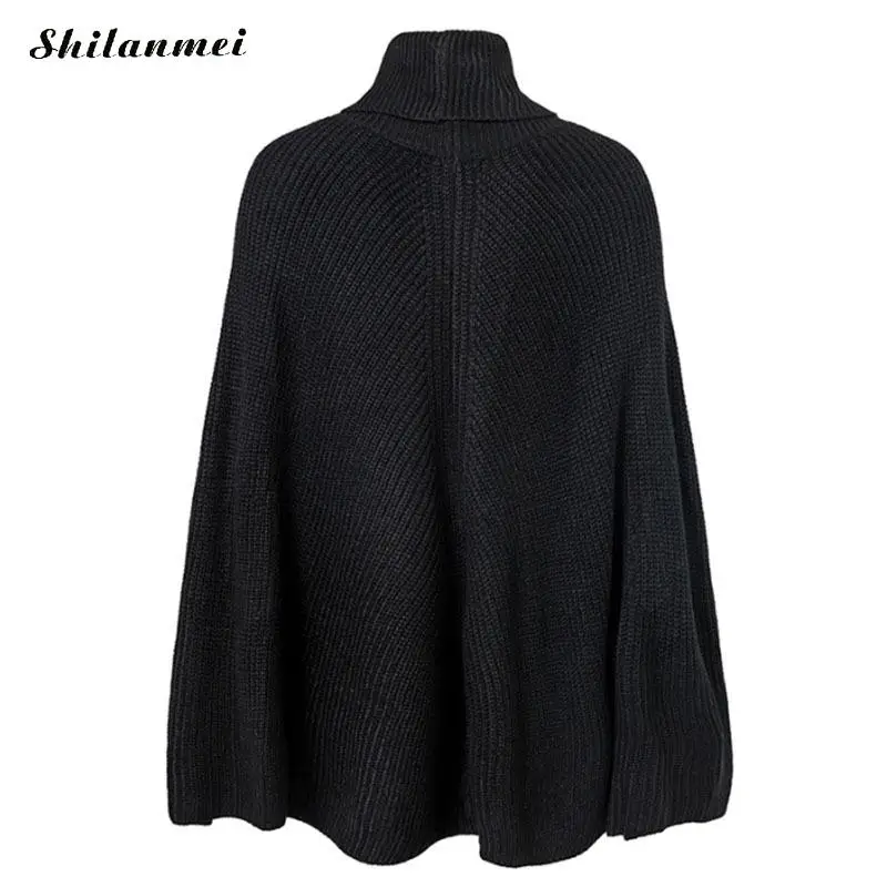 

Cape Sleeve Sweaters Women Elegant Ladies Office Knitwear High Street Sueter Mujer Turtleneck Female Oversize Knitted Pullovers
