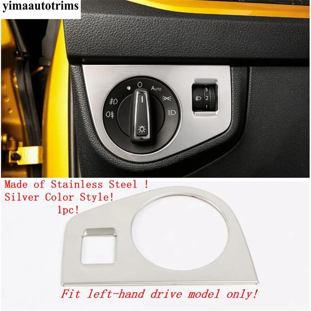 

Stainless Steel Interior Head Lights Lamps Button Panel / Water Cup Holder Frame Cover Trim For VW Volkswagen Polo 2019 2020
