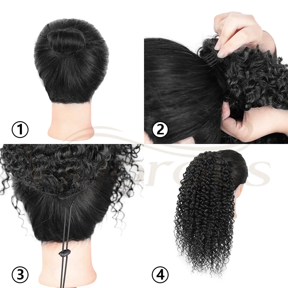 Интенсивные длинные кудрявые афро волосы для конского хвоста афроамериканского