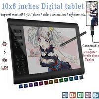 10x6 professional graphics drawing tablet 12 express keys 8192 levels battery free stylus30pcs pen refill support pclaptop