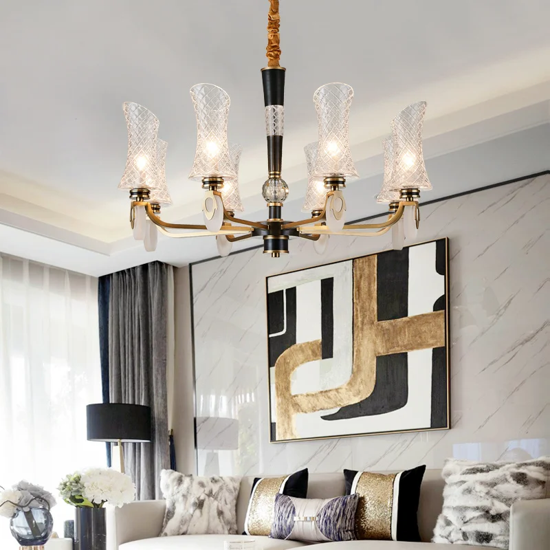 Amazing Copper Chandelier lighting Hotel Glass Lamp Shade chandelier Europe Luxurious Living Room Dining project lustre | Лампы и