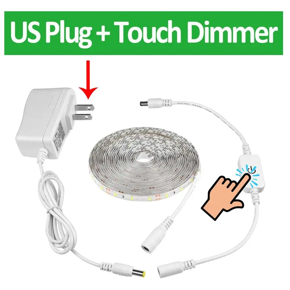 US Plug Touch Switch Шкаф свет кухонный светодиодный светильник 12 в ручной развертки датчик движения/сенсорный датчик переключатель управления шкаф кровать лампа водонепроницаемый - Цвет: US Plug Touch Switch