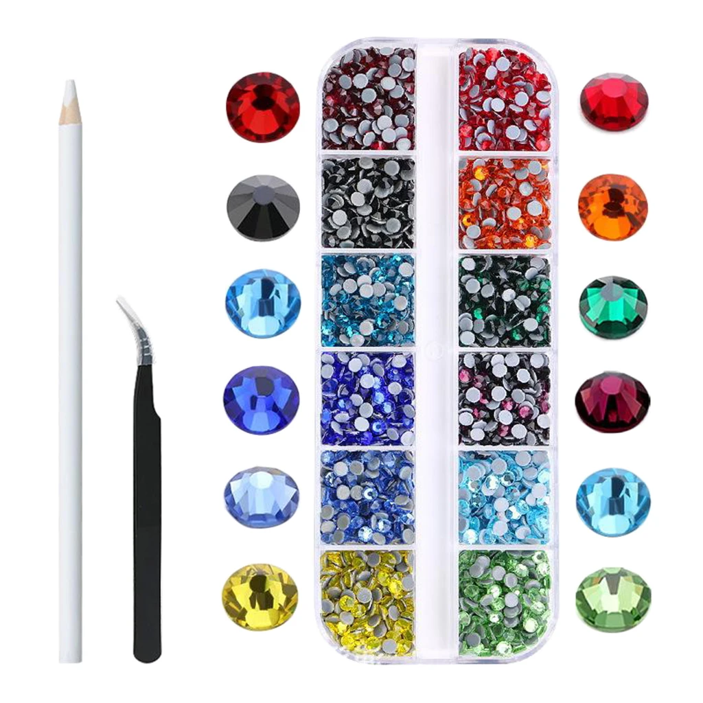 

1728-4320 Pieces Nail Art Rhinestones Flat Back Crystal for Nail Art Craft Supplies Multi Pack