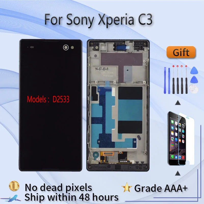 ЖК экран в сборе для Sony Xperia C3 D2502 D2533 с передним сенсорным стеклом и запасными