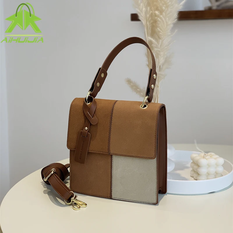 

Autumn Color Matching PU Leather Shoulder Crossbody Bags For Women 2021 Travel Handbag Simplicity Ladies Designer Crossbody Bags