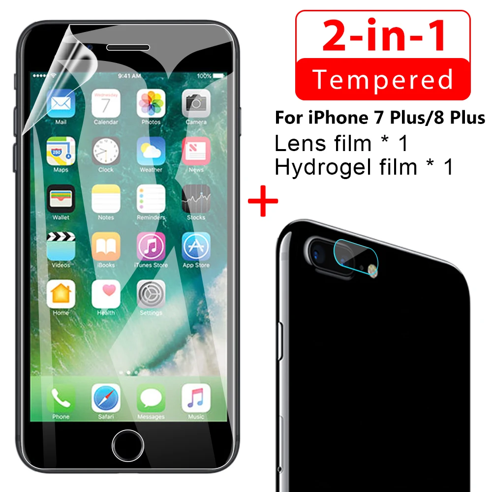 Гидрогелевая пленка 2 в 1 + прозрачная для камеры iPhone 7 8 Plus 11 Pro Max X Xs Xr мягкая
