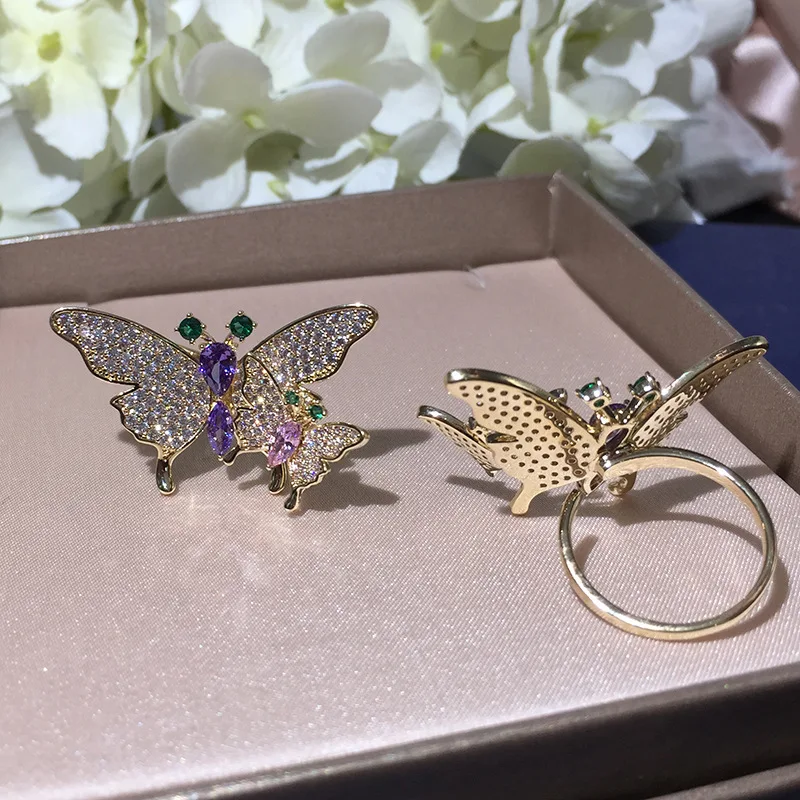 

Novelty animal butterfly shaped design alloy rings for women 210311-20