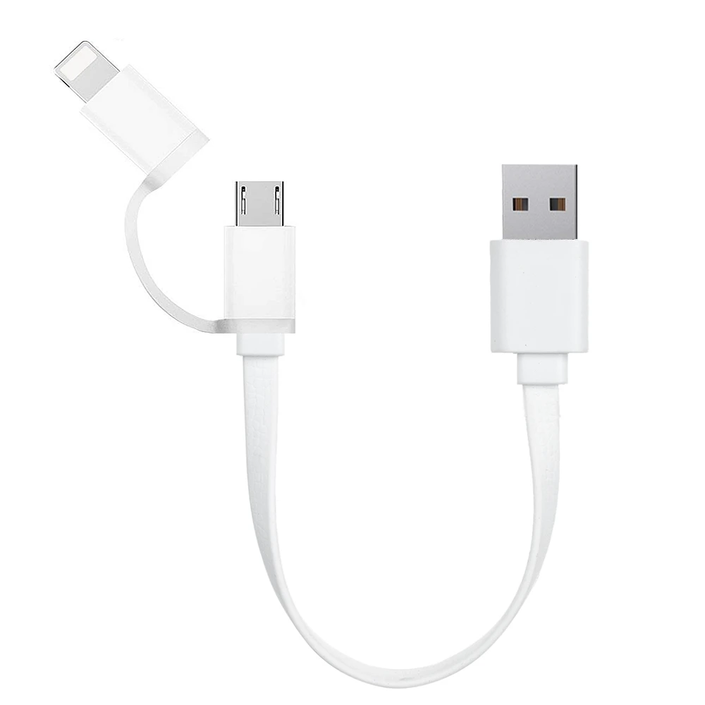 20 см 2 в 1 Micro USB 8 контактный кабель для зарядки iPhone 6S 7 Plus X XS MAX XR быстрое зарядное