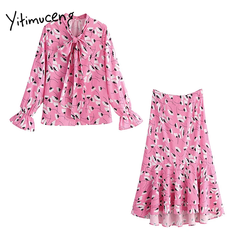 Yitimueng женские костюмы новый комплект из 2 предметов шифоновой юбки с оборками и