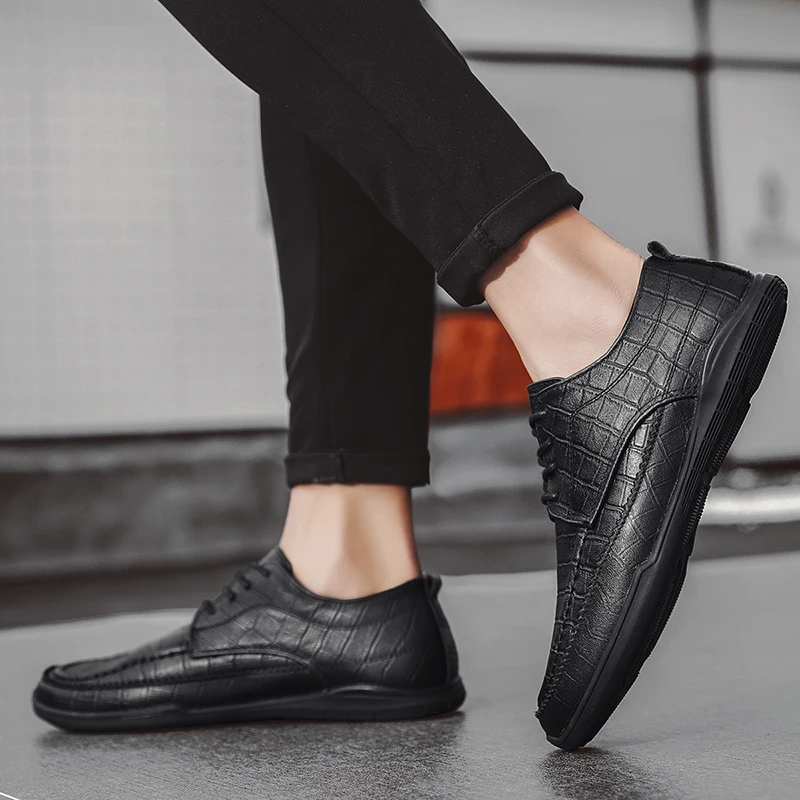 

Golden Sapling Leisure Business Men Shoes Genuine Leather Fashion Retro Men's Dress Shoe Comfortable Formal Casual Driving Flats