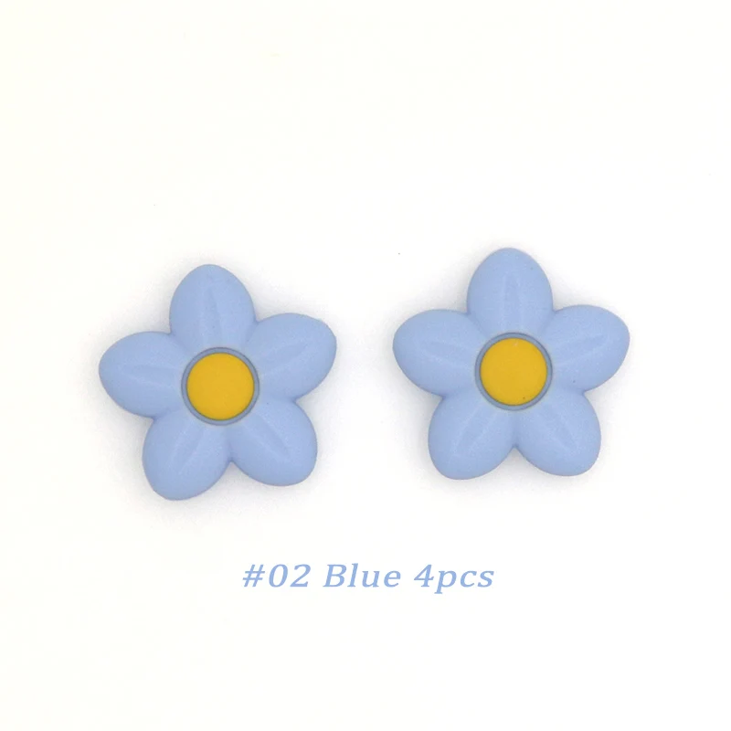 Blue 4pcs Kovict 4/8 шт. 42 мм Цветок Силиконовые бусы банные халаты в виде животных для маленьких Прорезыватель для зубов для новорожденных, игрушки-прорезыватели для бижутерии, материал для Цепочки и ожерелья Аксессуары игрушка - Цвет: Blue 4pcs