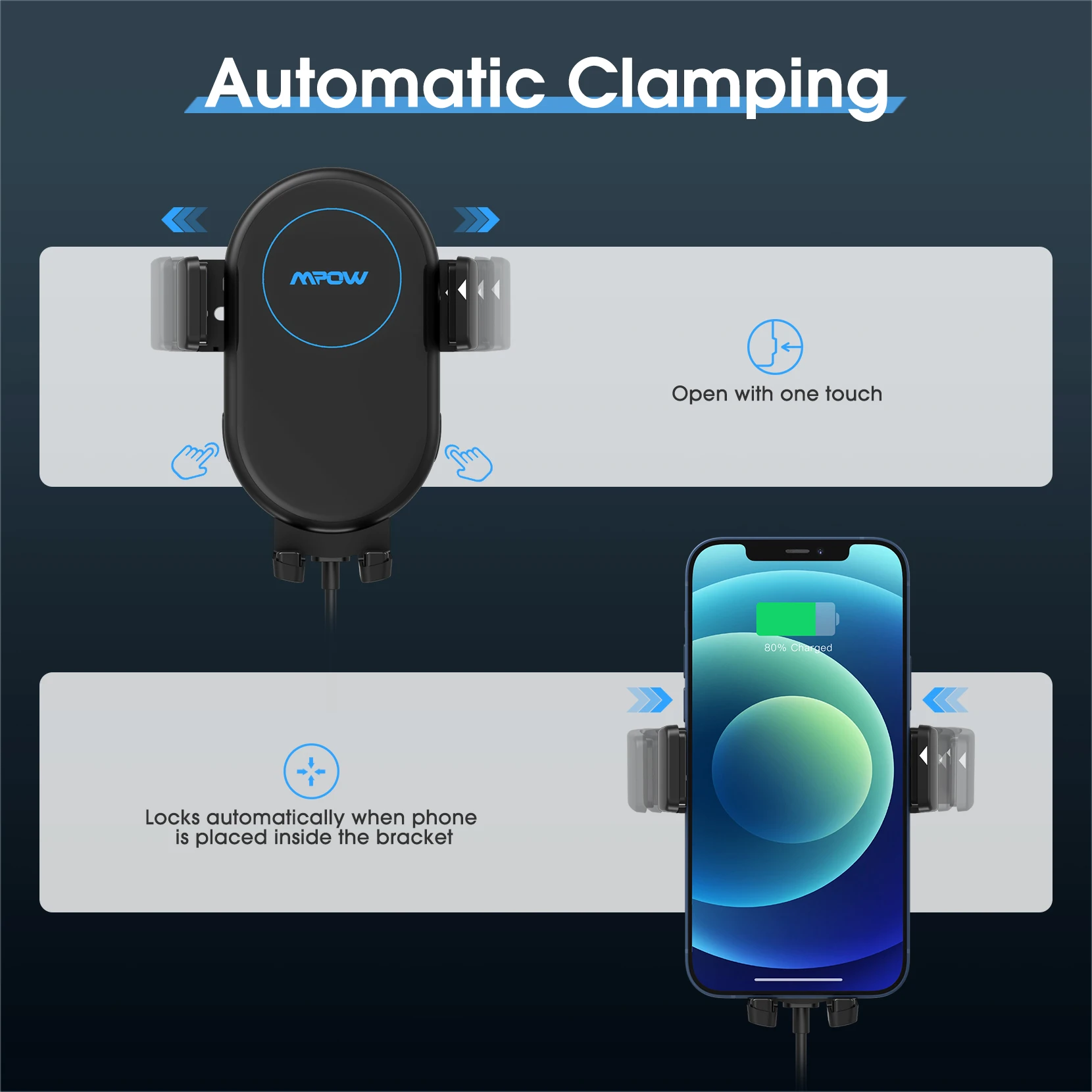 MPOW CA164 беспроводное автомобильное зарядное устройство 10 Вт автоматическое