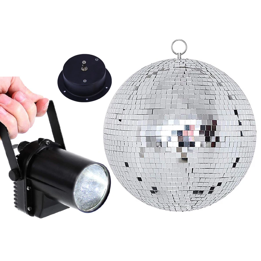 Thrisdar Dia25CM 30 см стеклянный вращающийся зеркальный диско шар + мотор 5 Вт фонарь с