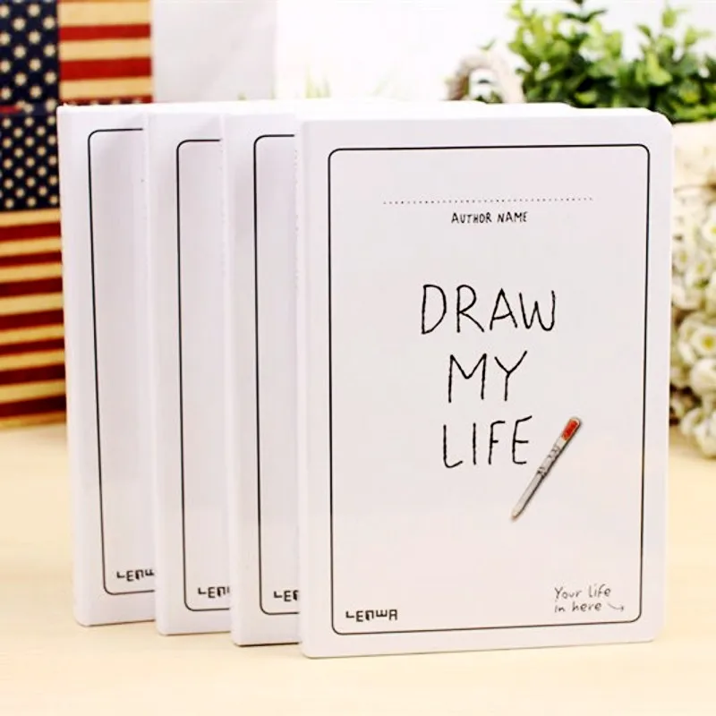 

Draw My Life Korea Stationery Blank Notebook A5 Sketchbook Simple Thicken Planner Diary Sketch Book Graffiti Hand-paint Notepad