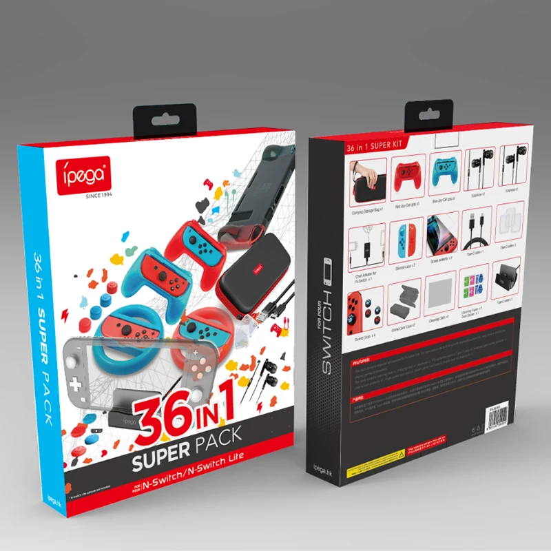 

ipega Nintend Switch Case 9 in 1 Portable Protective Bag Tempered Film Type-C Cable Card Box Joystick Cover Game Accessories