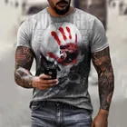 Новая мужская модная футболка с принтом черепа футболка с круглым вырезом дышащая Ретро Мужская трехсторонняя свободная Спортивная футболка для отдыха