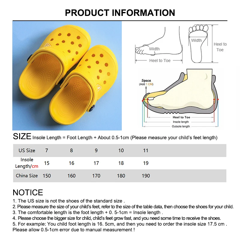 

Summer Kids Clogs Shoes For Boys Girls Solid Light Non Slip Children Garden Shoes Toddler Indoor Home Beach Slippers Sandals