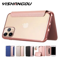 luxury wallet flip book pu leather case for iphone 13 pro max xs 11 12 mini pro max se xr 7 8 plus transparent clear cover shell