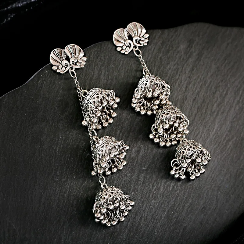 Винтаж Индийский Болливуд кундан Павлин Jhumka Jhumki Висячие серьги для женщин
