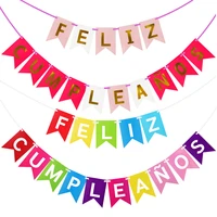 1 set 15 flags feliz cumpleanos banner spanish happy birthday paper bunting banners for kids birthday party decoration supplies