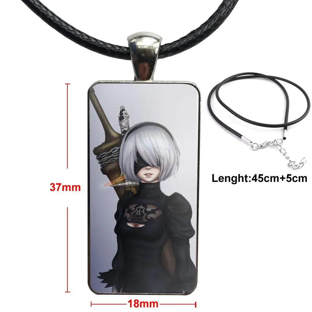

Yorha No. 2 Type B 2b Nier Automata Glass Cabochon Pendant Necklace Rectangle Fashion Necklace For Women Wedding
