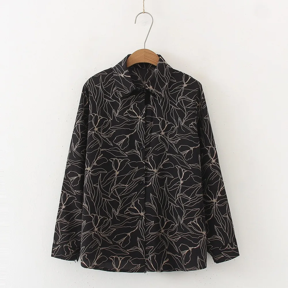 

Spring Long Sleeve Floral Printed Women Blouses Female 2021 New Single Breasted Chiffon Shirts Turn Down Collar Blusas Tops New