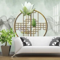 custom art photo mural new chinese style artistic painting decoration wallpaper smoke lotus floral pattern wall paper home decor