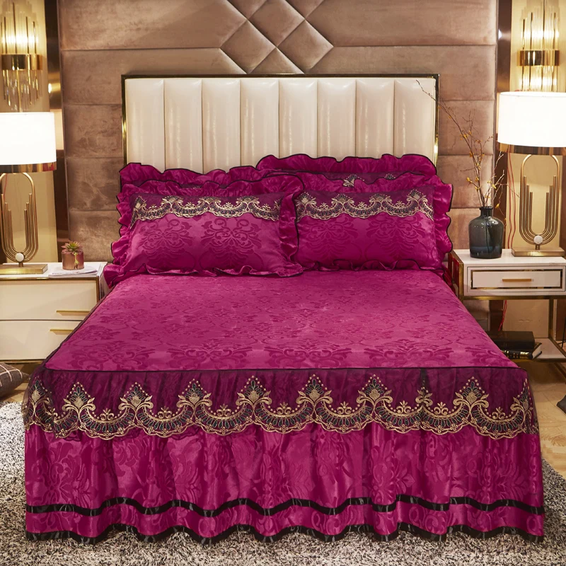 Lace bedspread striped 100% non-slip Bedplate lovely student single double Bed sheet queen size flat soft sand | Дом и сад