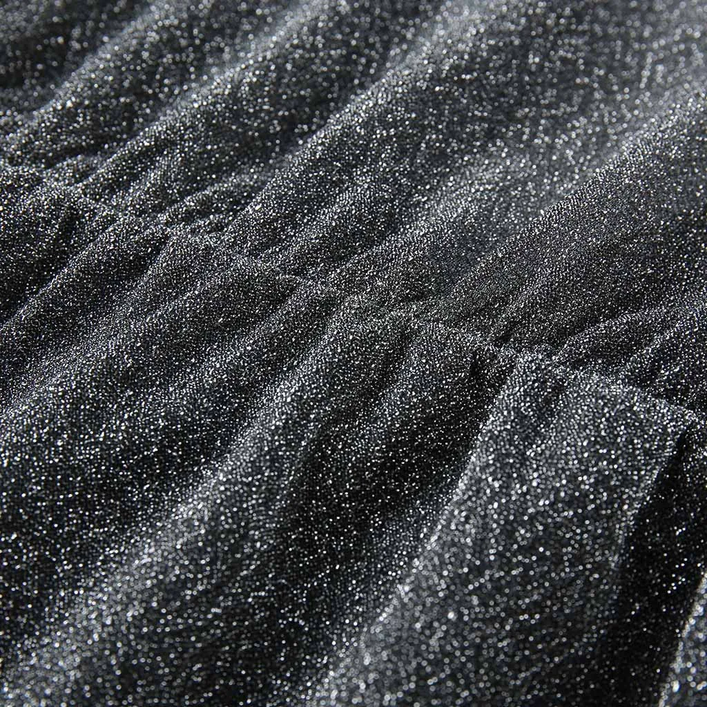 Зимнее сексуальное блестящее платье Дамское мини с v образным вырезом и длинным