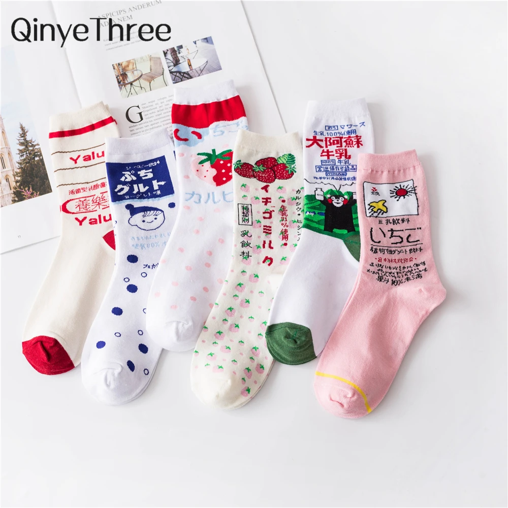 Новые милые хипстерские носки для девочек в японском стиле с изображением