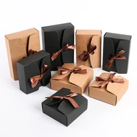 gift boxes brown kraft paper box with ribbon cardboard handmade soap box black craft paper gift box jewelry packaging box
