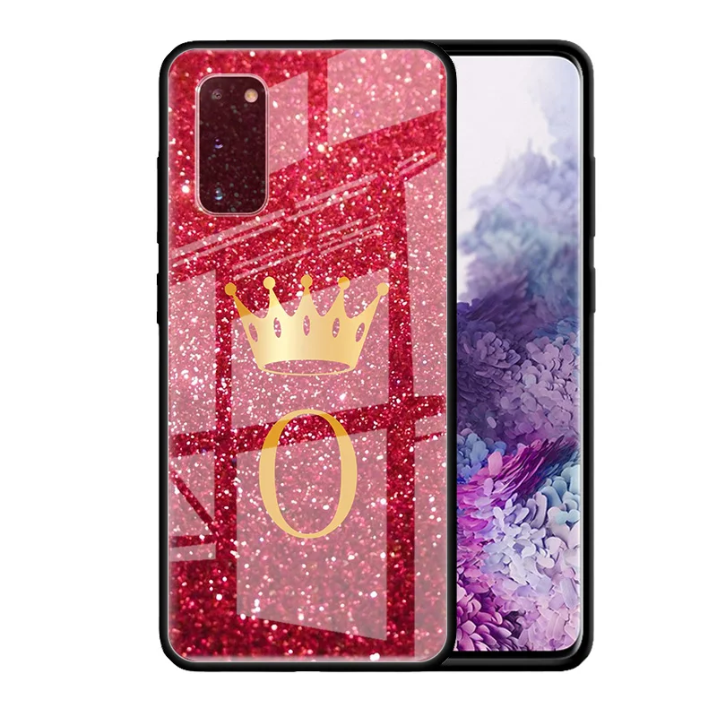 

Red Crown Letters Cute Glass Case For Samsung Galaxy S20 FE S10 S21 S9 S8 Plus Note 9 8 20 Ultra 10 Lite Tampa Phone Cover