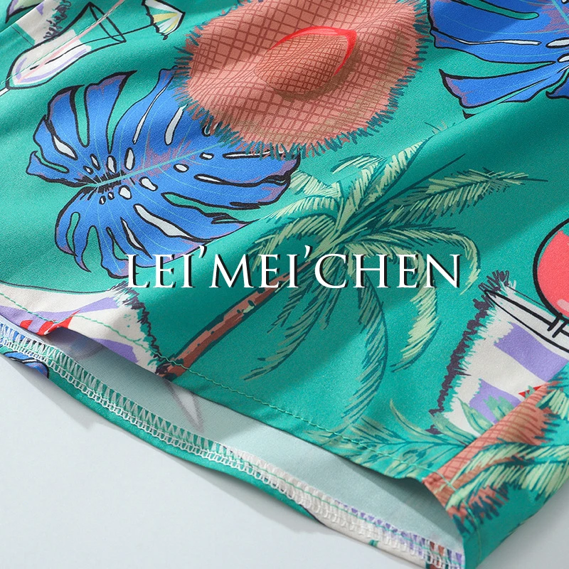 

LEIMEICHEN Hawaiian Floral Shirt Men Harajuku Style Retro Street Shirt Top Casual Loose Beach Holiday Print Long Sleeve Shirt