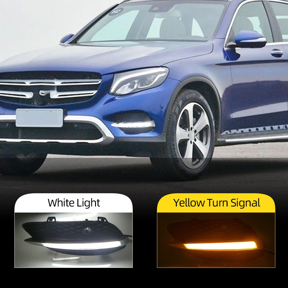 CSCSNL 2 шт. для Mercedes Benz GLC X205 2015 2016 12 В ABS светодиодный DRL дневные ходовые огни с желтым