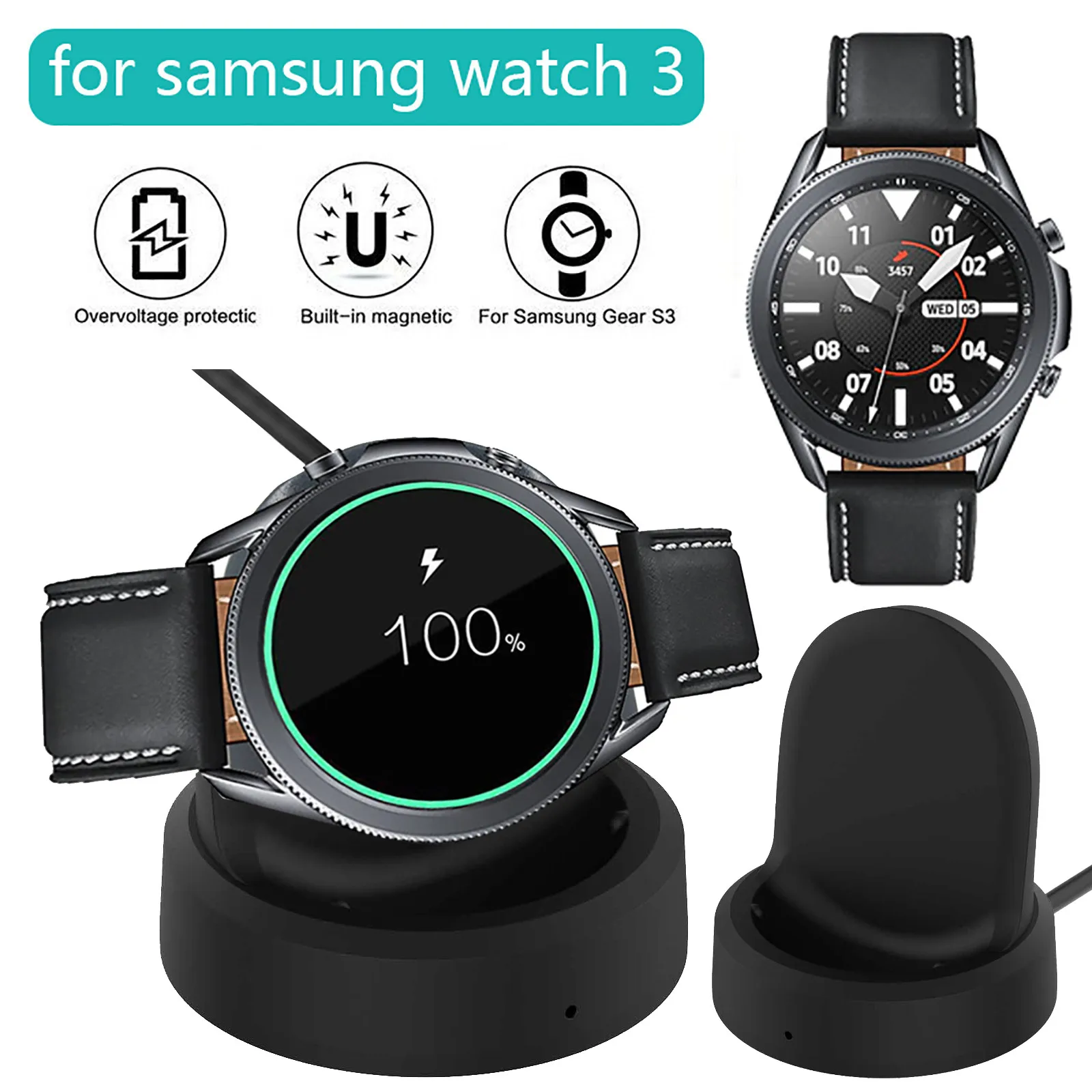 Портативное беспроводное быстрое зарядное устройство для Samsung Galaxy Watch 3 Active 1/2 с USB портом|Смарт-аксессуары| |