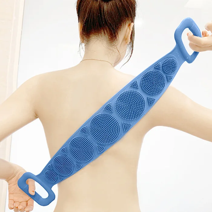 Body Wash Silicone Body Scrubber Belt Double Side Shower Exfoliating Belt Removes Bath Towel DC156