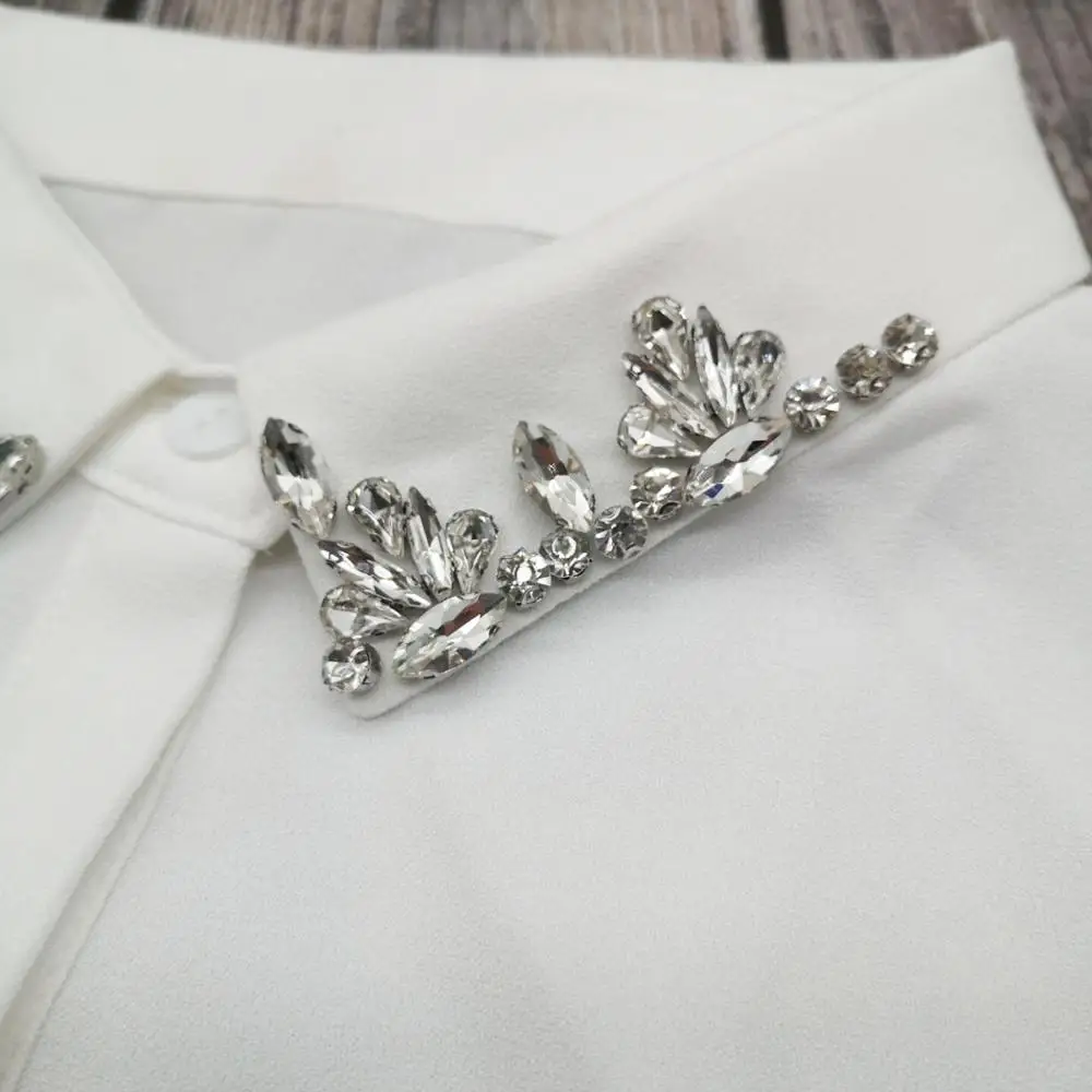 Алмазы с украшением в виде кристаллов Съемная воротники Женская Ложные