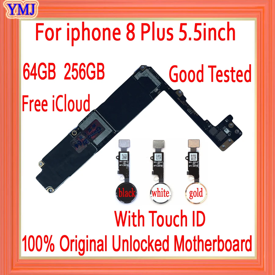 

Factory Original unlock For Iphone 8 Plus 5.5inch Motherboard with/no Touch ID，With full chips 100% Tested Support IOS update