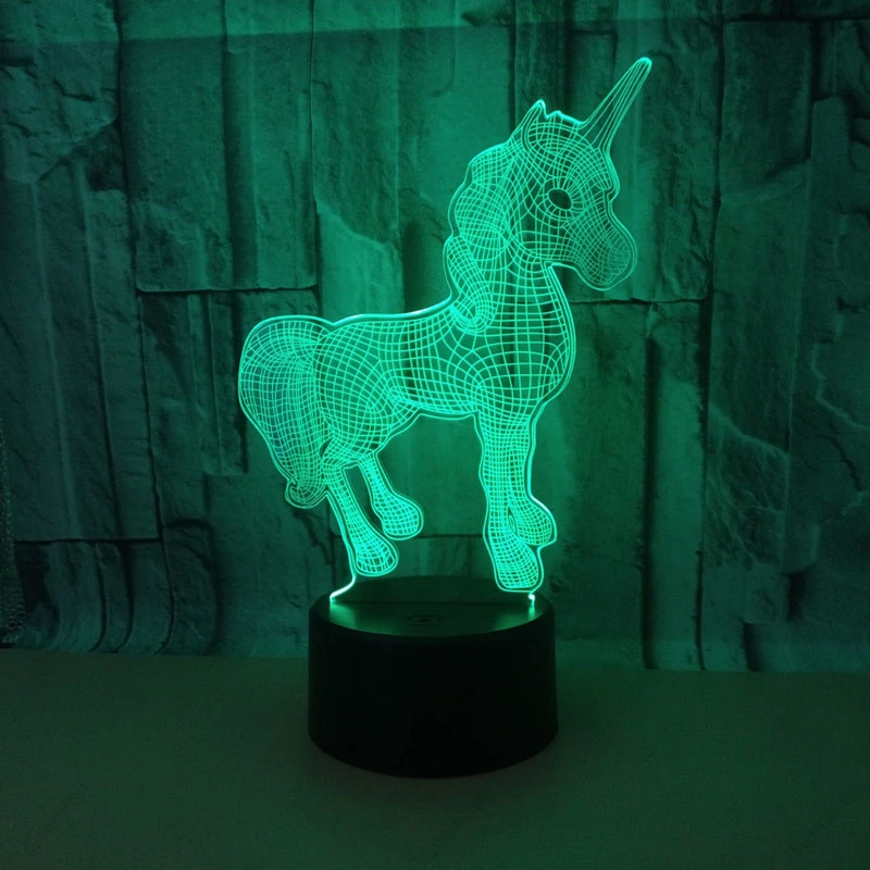 3D Illusion Night Light Unicorn Lamp 7 Colors LED USB Touch Table Lamps Kids Baby Christmas Gifts Luminaria Bedroom Home Decor | Лампы и