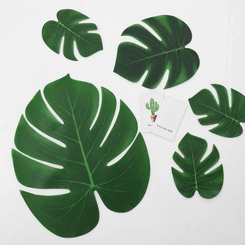 12 шт Искусственные листья тропической пальмы для Гавайские пляжные украшения