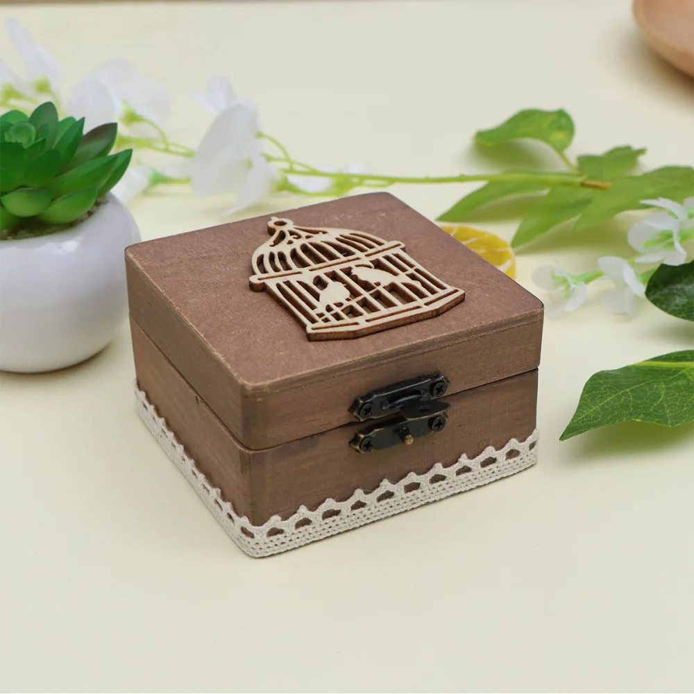 Фото Деревянный Mr & Mrs Ring Box деревенский обручальный держатель для свадебных Деревянный Mr & Mrs Ring Box деревенский обручальный держатель для свадебных